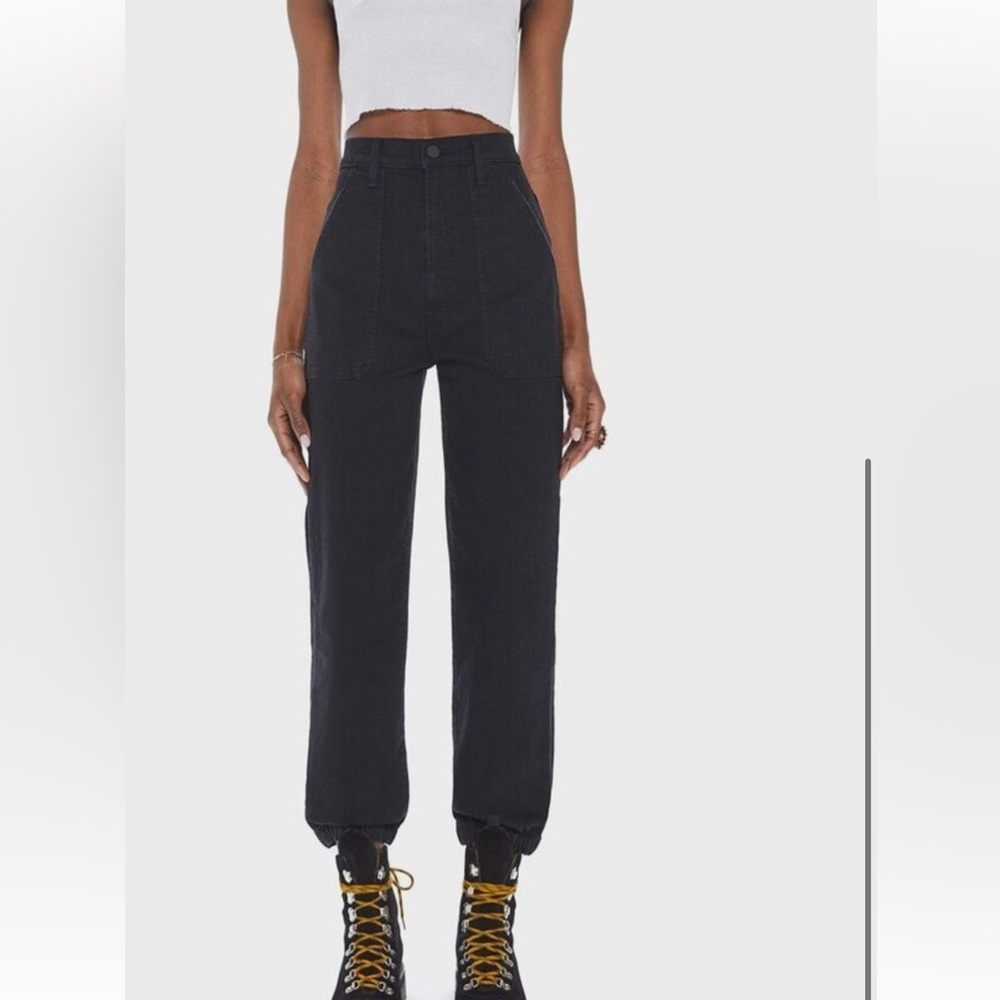 MOTHER Black High-Rise Jogger Jeans - Picture 6 of 6